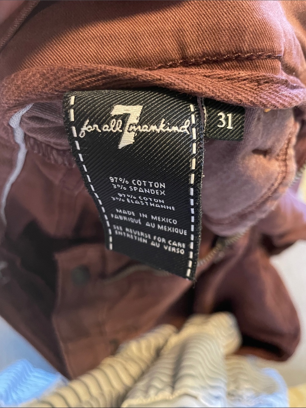 7 For All Mankind Adrien Pants in Deep Maroon - Picture 3 of 4